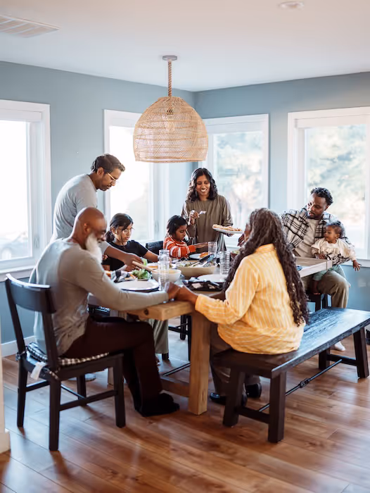 A family together at a kitchen table